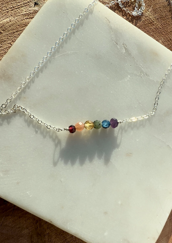 Pride Gemstone Rainbow Bar Necklace