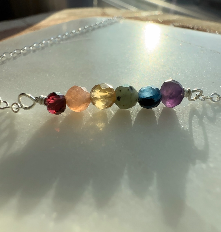 Pride Gemstone Rainbow Bar Necklace