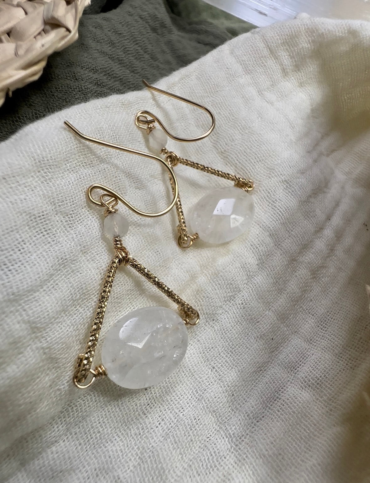 Clear Quartz & Labradorite Earrings