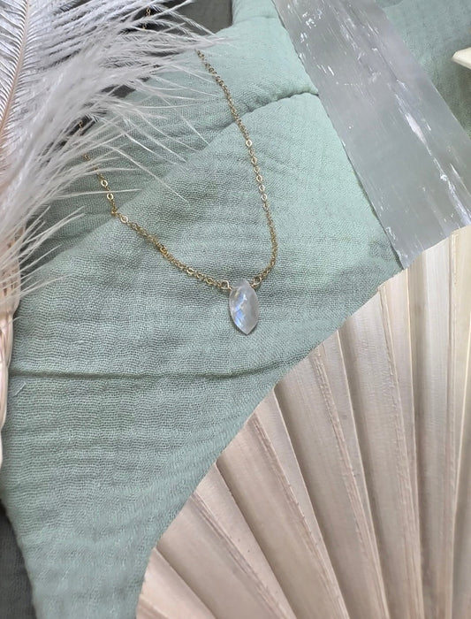 Pear Faceted Moonstone Necklace