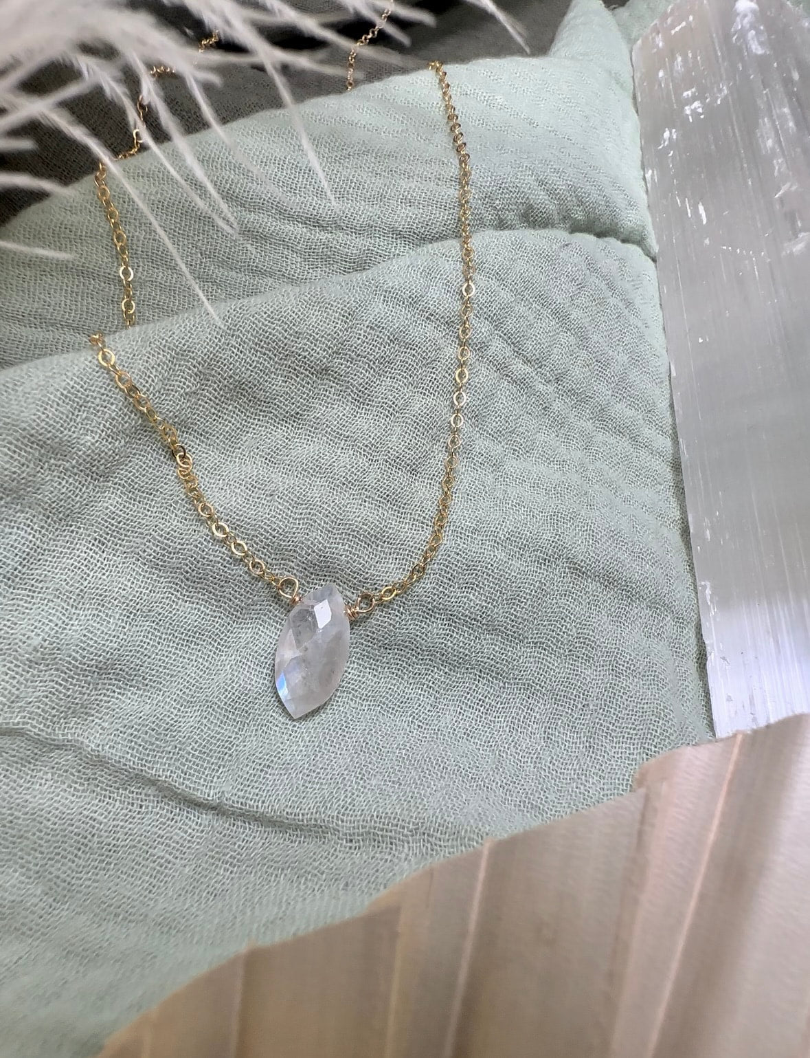 Pear Faceted Moonstone Necklace
