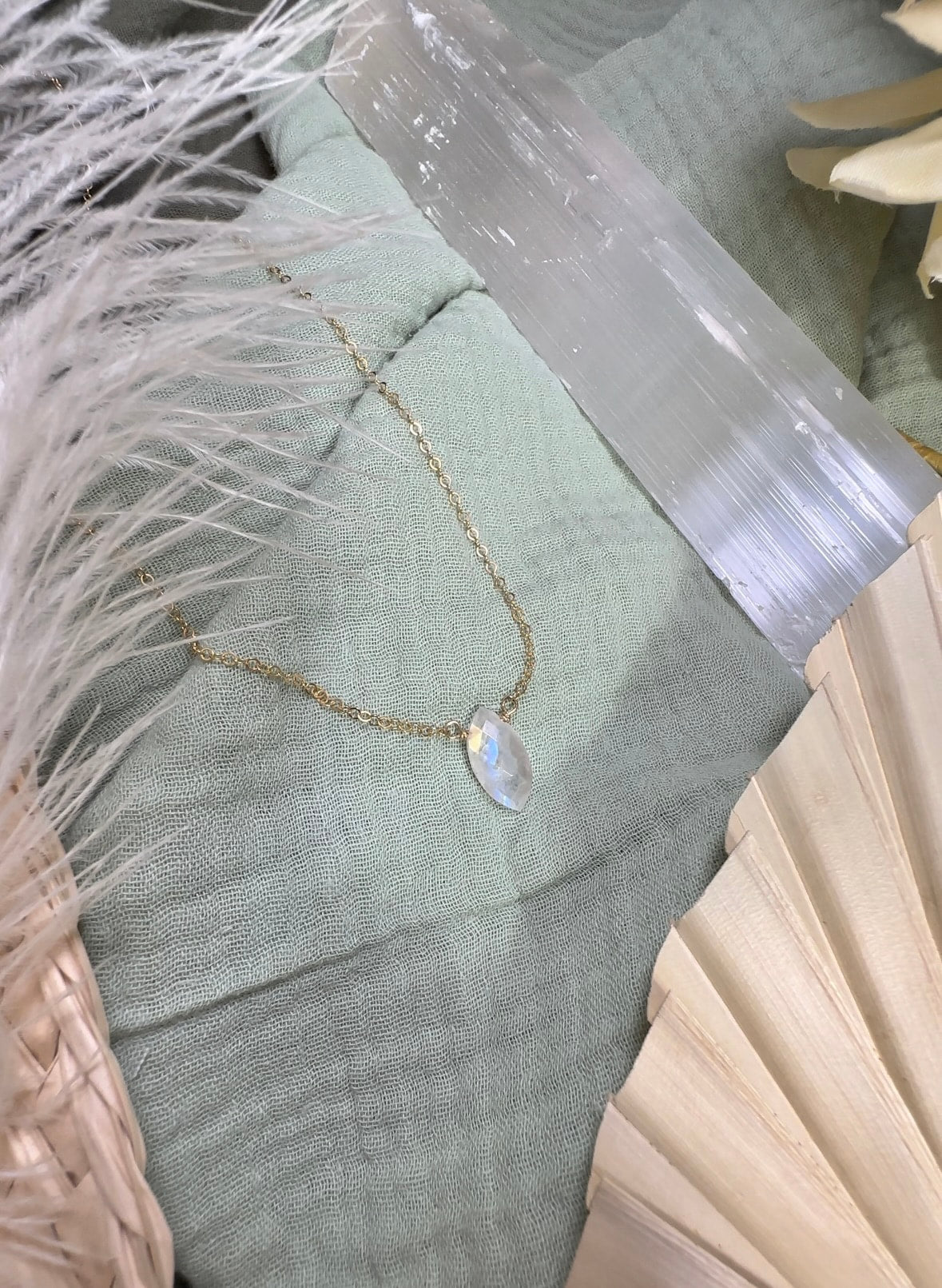 Pear Faceted Moonstone Necklace