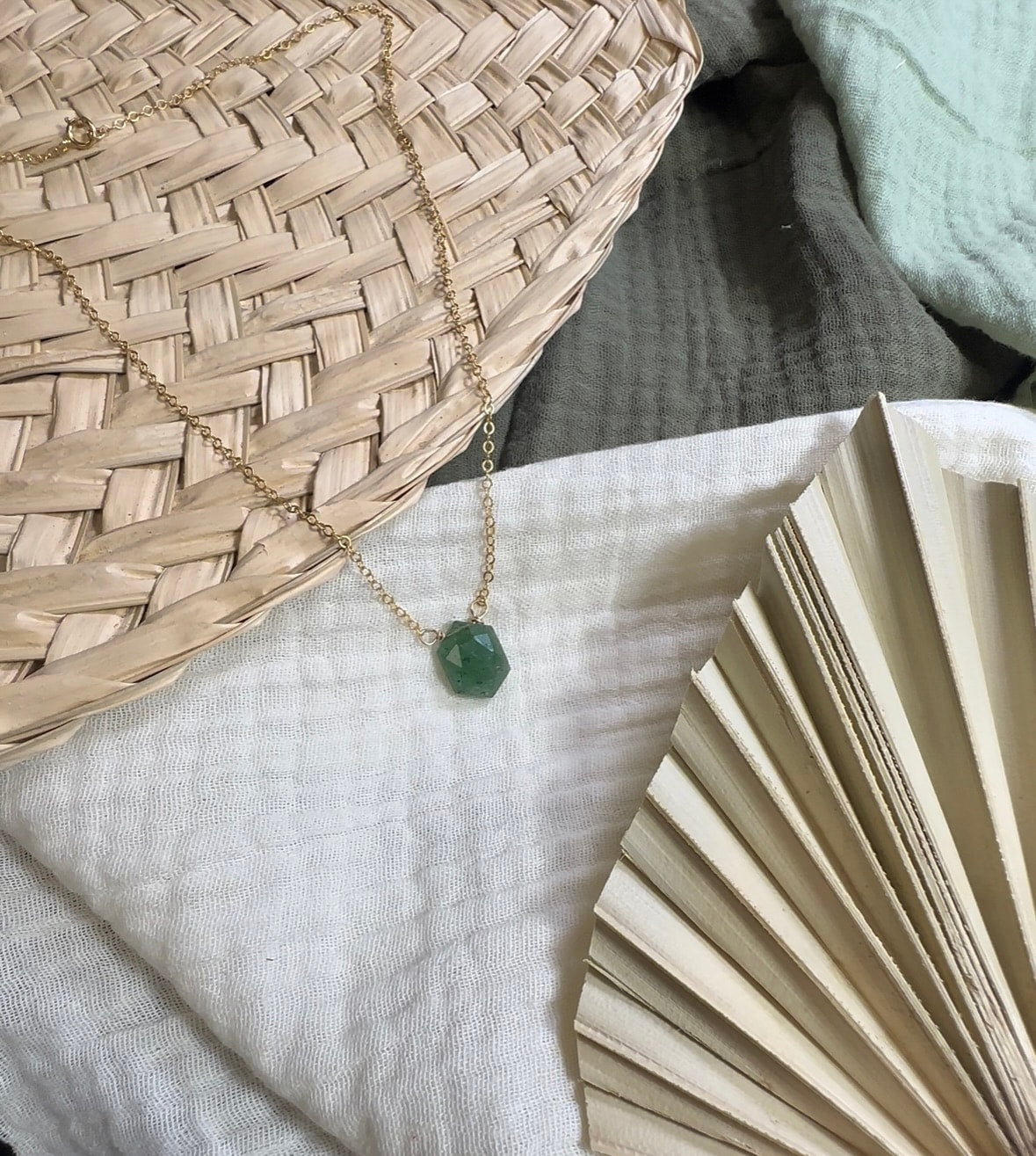 Faceted Green Strawberry Quartz Necklace